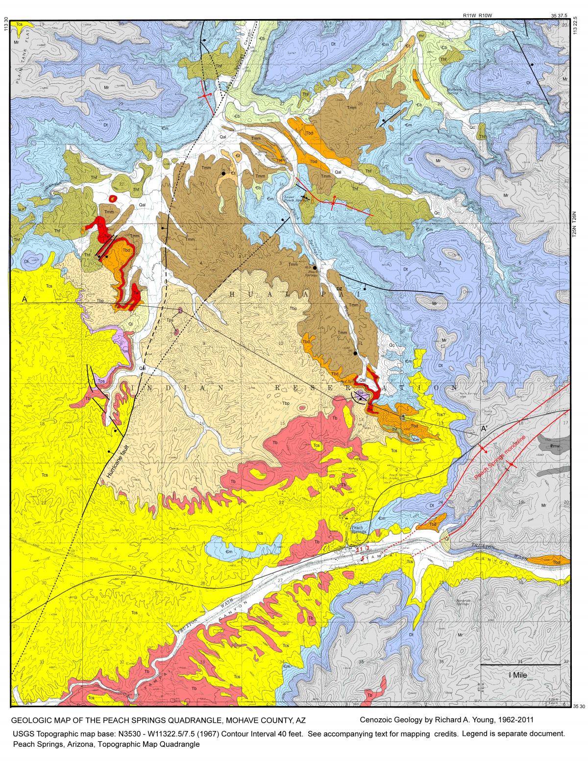 Geologic map of Peach Springs quadrangle, Mohave County, Arizona